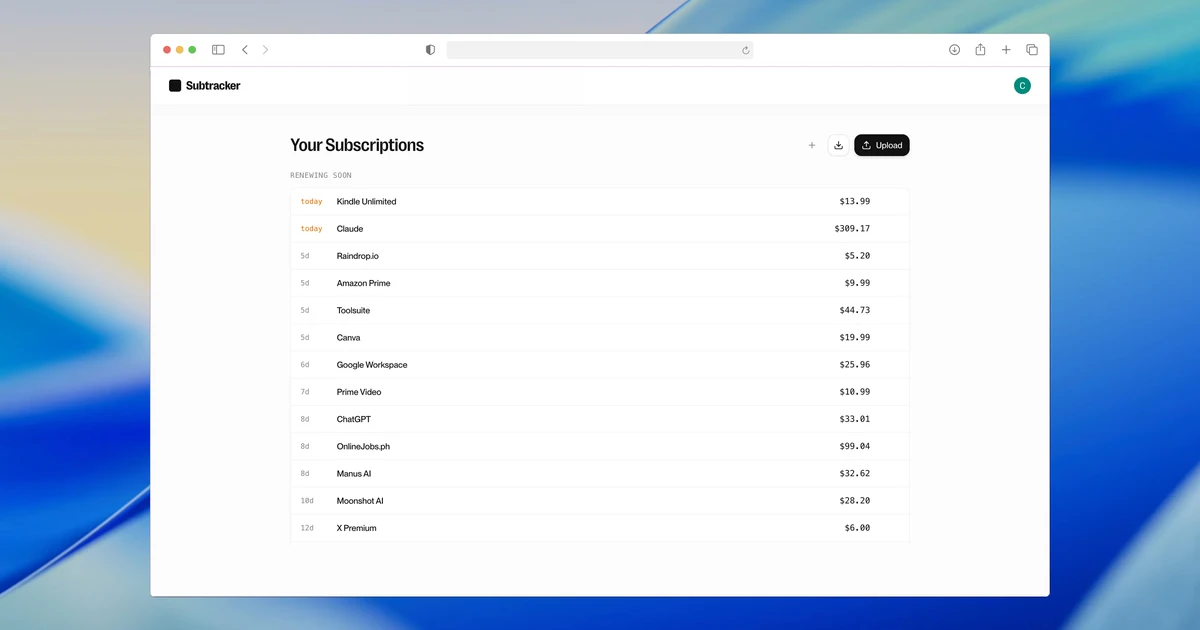 Subtracker | AI Subscription Tracker — One-Time $19